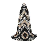 RRhgipp Cape longue à capuche en zigzag noir blanc brun clair vampire sorcière carnaval Halloween adolescent sorcier costume enfant