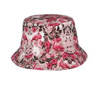 RRhgipp Chapeau cloche flamant rose imprimé floral chapeau de soleil printemps plage golf pêche plaisir vacances plein air hommes femmes chapeau de soleil randonnée noir