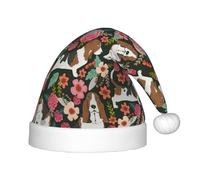 RRhgipp Chapeau de Père Noël pour enfant Motif chien et fleur