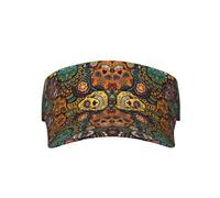 RRhgipp Coloré Sugar Skulls Visière de soleil unisexe réglable Protection UV Chapeau de soleil Plage Piscine Golf Tennis Adulte Noir