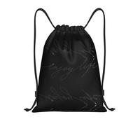 RRhgipp Enjoy Life Sac à dos de sport avec cordon de serrage et texte manuscrit Noir Sac à dos de sport Sac à dos résistant à l'eau Sac à cordon pour femme homme, Noir , S, Classique