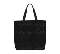 RRhgipp Enjoy Life Sac fourre-tout en toile écrit à la main Noir Sac fourre-tout Sac de courses en tissu Sac pliable pour shopping Sac à main