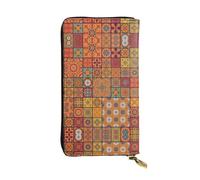 RRhgipp Groupe de portefeuilles marocains géométriques pour femme en cuir avec blocage RFID - Porte-cartes long pour femme - Porte-cartes - Cadeau de voyage