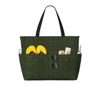 RRhgipp Hunter Sac fourre-tout en toile avec poche extérieure et fermeture éclair sur le dessus Vert Motif pétales floraux