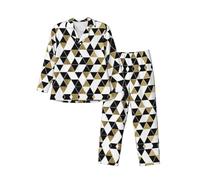 Rrhgipp Mode Moderne Noir Blanc Or Triangles Hommes Pyjama Ensemble Pyjama Loungewear Vêtements de nuit Ensemble de pyjama Cadeaux d'hiver Saint-Valentin Nouvel An, Noir , M