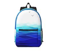 RRhgipp Ocean Waves Sac à dos de voyage pour ordinateur portable Motif bateau à voile avec oiseaux 43,2 cm Grand format école garçon fille femme homme d'affaires Cadeau