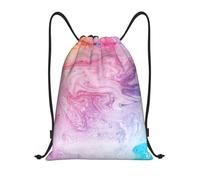 RRhgipp Sac à dos coloré marbré rose bleu violet cordon de serrage sac de sport sac à dos sac à dos résistant à l'eau sac à ficelle sac femme homme école, Noir , S, Classique