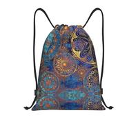 RRhgipp Sac à dos de sport avec cordon de serrage Motif mandala ciel étoilé résistant à l'eau Pour homme et femme, Noir , M, Classique