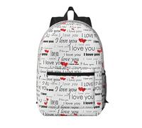 RRhgipp Sac à dos de voyage pour ordinateur portable « I Love You Words With Hearts » de 43,2 cm - Grand format - Pour l'école, les filles, les femmes et les hommes d'affaires