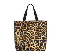 RRhgipp Sac fourre-tout en toile avec imprimé léopard - Sac à provisions en tissu pliable pour le shopping