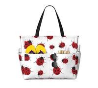 RRhgipp Sac fourre-tout en toile Ladybug avec poche extérieure et fermeture éclair sur le dessus