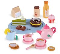 RRIBOUDWAN Jouets alimentaires en bois pour enfants avec crème glacée, boissons, tasse, théière et sac de rangement, service à thé pour filles, cadeau pour anniversaire, Noël, Halloween et Pâques