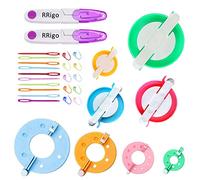 RRigo Pompom Makers, 4 Tailles de Tissage pour Fabriquer des Fabriquer Pompons Boule Maker Pattern Tricot Craft Tricot Outil Peluches Boule Tissage Weaver DIY + 2 PCS Ciseaux(30)