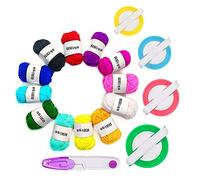 RRigo Pompom Makers, 4 Tailles de Tissage pour Fabriquer des Fabriquer Pompons Boule Maker Pattern Tricot Craft Tricot Outil Peluches Boule Tissage Weaver DIY+ 12PCS Fil Acrylique + 1PCS Ciseaux (17)