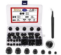 Rrina Lot de 100 écrous à chape filetés en nylon noir - 7 tailles M3, M4, M5, M6, M8, M10, M12