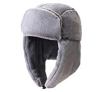 RRiody Bonnet Chaud de Trappeur pour Femmes - Hiver en Fourrure Russe avec Oreillettes, Épaisse Bonnet Bomber pour Ski et Chasse, gris, 56-59