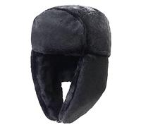 RRiody Chapeau de trappeur chaud pour femme - Chapeaux russes d'hiver avec cache-oreilles - Casquette bomber épaisse pour ski et chasse, noir, 7-7 3/8