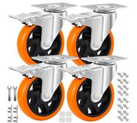 RRIUTO Roulette Pivotante avec Frein 125 mm, 4 Roulettes pour Meubles Roulettes Charge Lourde Roue Plaques Industrielles Transport, Max 800KG (32 Vis Incluses)