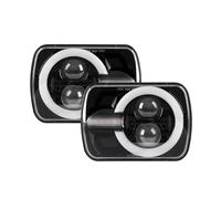 RRKBDQEL 2pcs 7X6 5X7 Phares À LED Pour Jeep Pour Wrangler YJ Pour Cherokee XJ H6014 H6052 H6054 H4 Phare Accessoires Voiture Lampe À LED Jeu De Phares(A)