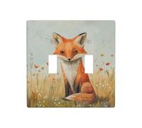 RRKDOY Little Fox in the field Panneau mural décoratif pour interrupteur adapté aux zones résidentielles et commerciales 11,4 x 11,4 cm