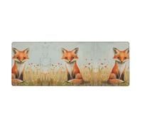 RRKDOY Little Fox in the Field Tapis de souris de jeu XXL Grand tapis de souris long et étendu Tapis de souris en caoutchouc antidérapant Bords cousus Tapis fin 80 x 30 x 0,3 cm