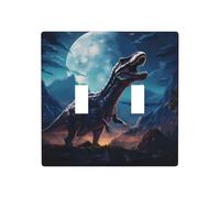 RRKDOY Panneau mural décoratif avec imprimé Little Dinosaur next to the moon - Convient pour les zones résidentielles et commerciales - 11,4 x 11,4 cm