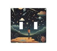 RRKDOY Panneau mural décoratif pour interrupteur avec inscription « Praying under the starry sky » - 11,4 x 11,4 cm