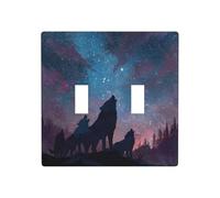RRKDOY Panneau mural décoratif pour interrupteur Motif loup ciel étoilé 11,4 x 11,4 cm