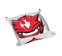 Rrkdoy Plateau de rangement en cuir imprimé sourire du diable - Petit plateau en cuir PVC de qualité supérieure - Double face pour un rangement et une organisation pratiques