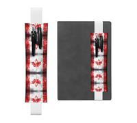 RRKDOY Porte-stylo en cuir avec marque-page rétro imprimé drapeau du Canada pour journaux, agendas, planificateurs - Sangle réglable