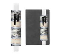 RRKDOY Porte-stylo en cuir, marque-page, peinture à l'encre imprimée pour journaux, agendas, planificateurs - Pochette à sangle réglable