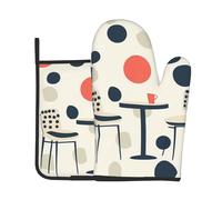 RRKDOY The Beauty of Circles Ensemble de gants de cuisine et maniques imprimés pour ouvrir le couvercle de la casserole dans la cuisine, micro-ondes, four