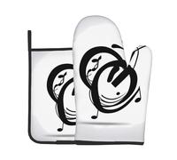 RRKDOY The Dance of Musical Symbols Ensemble de gants de cuisine et maniques imprimés pour ouvrir le couvercle de la casserole dans la cuisine, micro-ondes, four