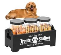 Rrlihjgu Boîte à biscuits pour chiens, boîte de 3 pièces avec organisateur de rangement - pot à collations pour chiens, conteneur de nourriture pour animaux domestiques - pour chat animal domestique