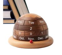 Rrlihjgu Calendrier de bloc en bois, calendrier de bureau en bois,Calendrier de bureau en bois Planet Calendrier perpétuel | Décorations de table de calendrier en bloc rustique esthétique pour le