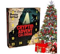 Rrlihjgu Calendrier de compte à rebours 2025 avec pendentifs 2D en forme de cryptides - Jouets paranormaux suspendus Calendrier de Noël pour couronnes chambre, bureau, fenêtre, fêtes de vacances et