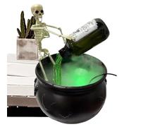 Rrlihjgu Chaudron décoratif Halloween - Décoration d'Halloween - Chaudron avec squelette pour intérieur, générateur de brouillard avec guide d'atmosphère effrayante pour maison hantée restaurant
