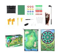 Rrlihjgu Chipping Tapis de jeu de golf, jeu de golf chip and stick | Tapis de frappe double face multifonction | Ensemble complet de tapis d'entraînement de golf avec de fléchettes, jeu de