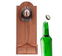 Rrlihjgu Décapsuleur mural en bois, décapsuleur décoratif rétro avec attrape-bouchons pour décoration de bars, cuisines, anniversaires et cadeaux de maison