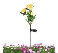 Rrlihjgu Fleurs solaires, roses solaires - Décoration de piquet de rose LED pour pelouse | Lumières de jardin extérieures étanches, décoration de piquet de fleurs pour Noël, pendaison de crémaillère