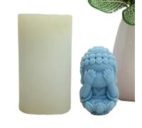 Rrlihjgu Moule en Silicone pour Statue de Bouddha, Bougie en Cire de soja, Moule en Silicone antiadhésif pour travaux manuels, N’écoutez Pas, Parlez ou Regardez, Bougie en Cire de soja en Forme