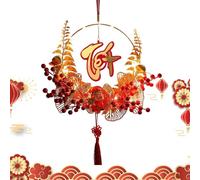 Rrlihjgu Pendentifs du Nouvel an vietnamien, Couronne du Nouvel an, Ornements Brillants pour Le Festival du Printemps, Couronne pour Porte d'entrée, Ornements décoratifs dorés Rouges