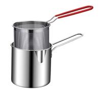 Rrlihjgu Petite Friteuse À Économie D'Style Japonais Avec Passoire, Friteuse Marmite En Acier Inoxydable,Filtre Écumoire Gaz D'huile Marmite Pour Frire Les Cuisses Poulet, Le Poisson Séché
