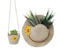 Rrlihjgu Pots de Fleurs Uniques, Pots de Uniques,Sac à bandoulière du Chapeau de Paille en résine Planteur - Boho Style Garden Wall Potted Plant Decoration, Farmhouse Yard Art, Orchid Cactus