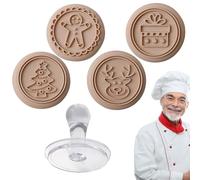 Rrlihjgu Presse à biscuits de Noël, tampons à biscuits sur le thème de Noël - Moule à biscuits de Noël en silicone avec 4 motifs | Élan de qualité alimentaire, boîte, arbres de Noël