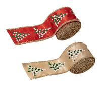 Rrlihjgu Ruban de Noël | 2 rouleaux de toile de jute brillante avec bord métallique - Décoration de Noël en ruban de tissu - pour sapin de Noël, escaliers, fenêtre, jardin, guirlande, maison
