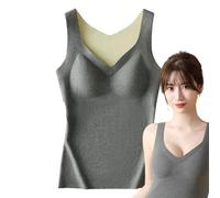 Rrlihjgu Sous-vêtements thermiques doublés, hauts thermiques | Hauts sans manches avec col en V | Base chaude | Gilet thermique confortable pour femmes, fête des mères, amis