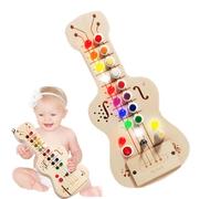 Rrlihjgu Tableau d'activités pour de 2 à 4 ans, jouets sensoriels pour de 1 à 3 ans | Jouets sensoriels en bois pour tout-petits, jouet de guitare avec lumière LED - Planches