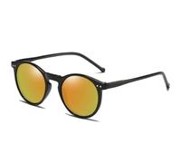 RRNTTTM Lunettes de soleil polarisées rondes rétro pour hommes et femmes, style vintage, pour hommes et femmes, UV400 (C4 noir-orange)