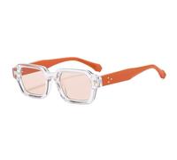 RRNTTTM Lunettes de soleil rétro à rivets pour femmes et hommes, verres de luxe, à la mode, UV400 (orange)